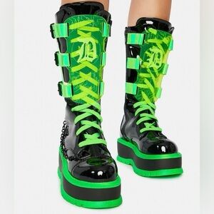 Demonia Slacker 156 Slime Monster UV Reactive Platform Boots Women’s Size 10